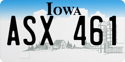 IA license plate ASX461