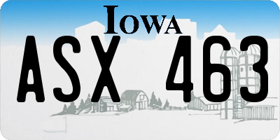 IA license plate ASX463