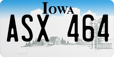 IA license plate ASX464