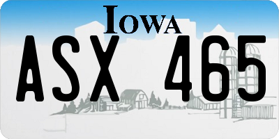 IA license plate ASX465