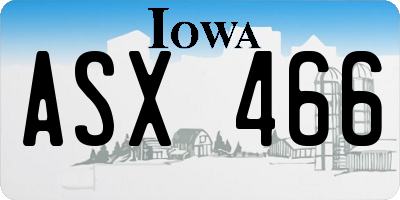 IA license plate ASX466