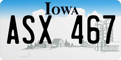 IA license plate ASX467