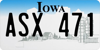 IA license plate ASX471