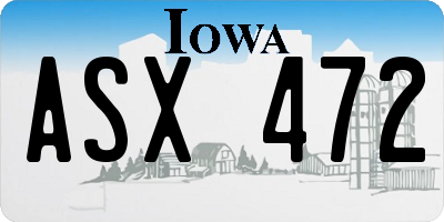 IA license plate ASX472