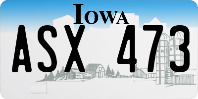 IA license plate ASX473