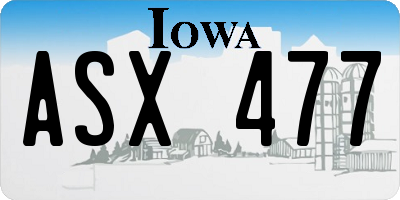 IA license plate ASX477