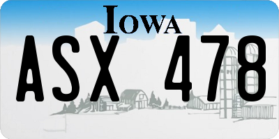 IA license plate ASX478