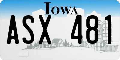 IA license plate ASX481