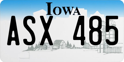 IA license plate ASX485