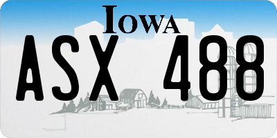 IA license plate ASX488
