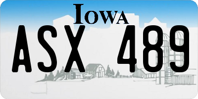 IA license plate ASX489