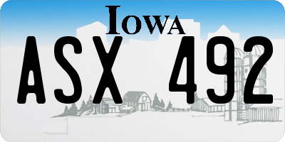 IA license plate ASX492