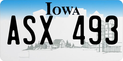 IA license plate ASX493