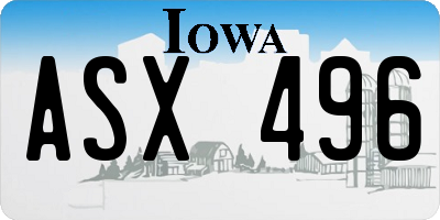IA license plate ASX496