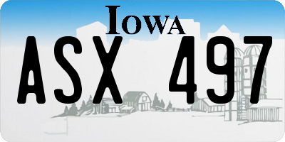 IA license plate ASX497