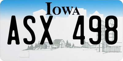 IA license plate ASX498