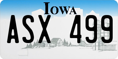 IA license plate ASX499