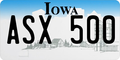 IA license plate ASX500