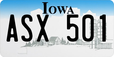 IA license plate ASX501