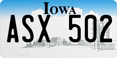 IA license plate ASX502
