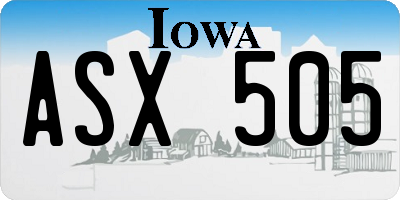 IA license plate ASX505