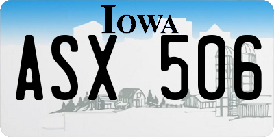 IA license plate ASX506