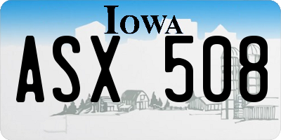IA license plate ASX508