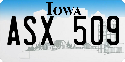 IA license plate ASX509