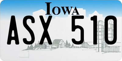 IA license plate ASX510