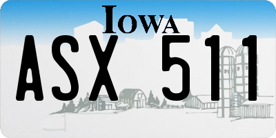 IA license plate ASX511