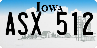 IA license plate ASX512