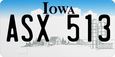 IA license plate ASX513