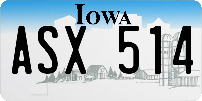 IA license plate ASX514