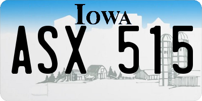 IA license plate ASX515