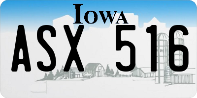IA license plate ASX516