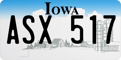 IA license plate ASX517