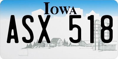 IA license plate ASX518
