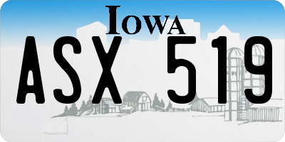 IA license plate ASX519