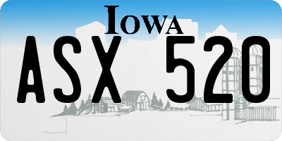 IA license plate ASX520
