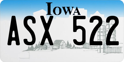 IA license plate ASX522