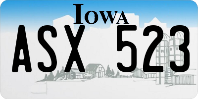 IA license plate ASX523