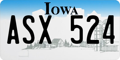 IA license plate ASX524