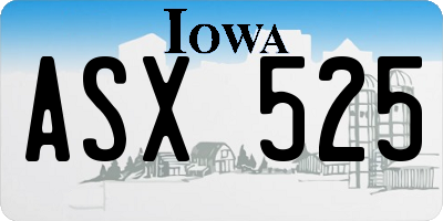 IA license plate ASX525