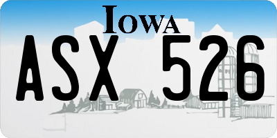 IA license plate ASX526