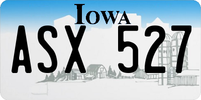 IA license plate ASX527