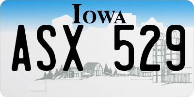 IA license plate ASX529
