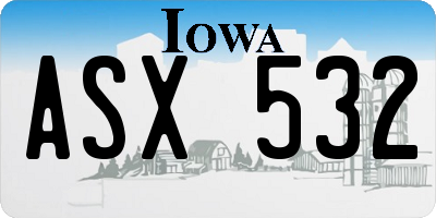 IA license plate ASX532