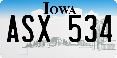 IA license plate ASX534