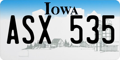 IA license plate ASX535