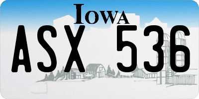 IA license plate ASX536